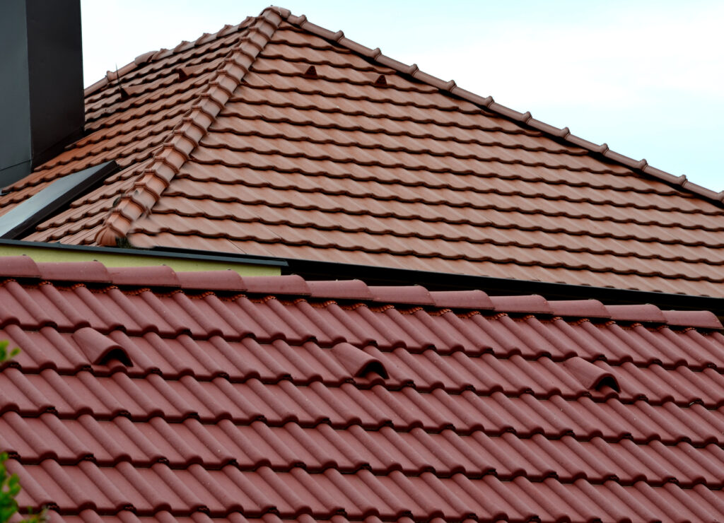 Red roof with ridge vents